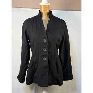 Eileen Fisher Women's Black Textured Blazer Jacket Career Minimalist Old Money